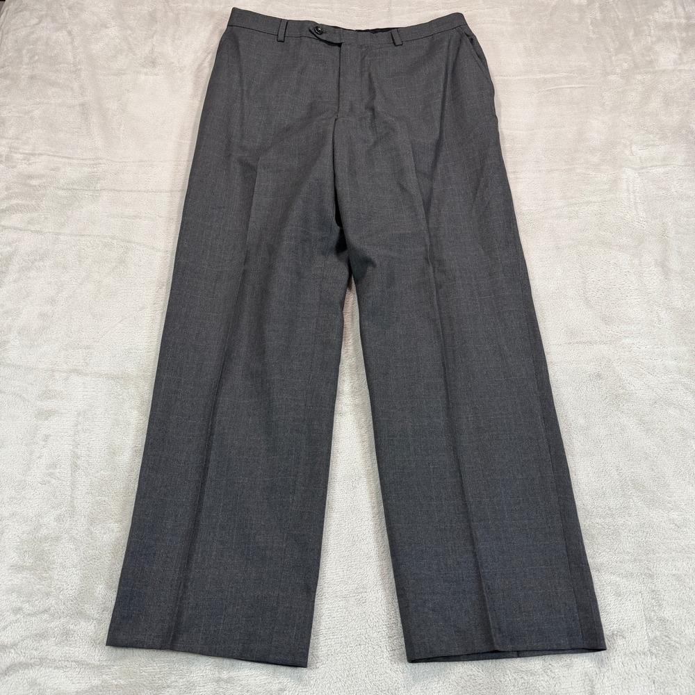 Brooks Brothers 1818 Fitzgerald Men 34x30 Straight Fit Wool Dress Pants Grey USA